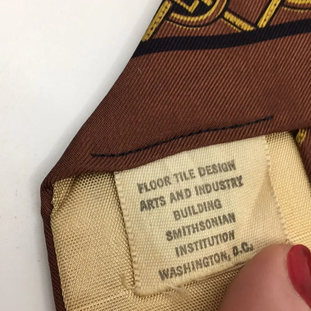 Vintage Smithsonian Institution By Prince Consort Floor Tile Silk Tie